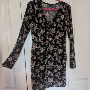 Women's Plus Size Floral Long Sleeve Bodycon Dress